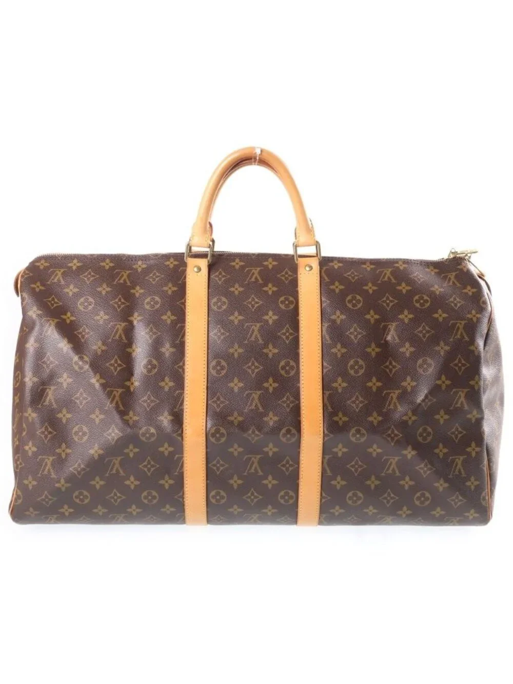 Louis Vuitton Monogram Keepall 55 Boston Bag Brown Leather